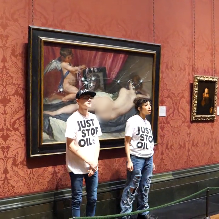 İngiltere'de iklim aktivistleri National Gallery'de sergilenen tablonun koruyucu camını kırdı 6