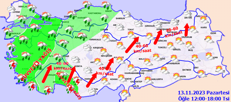 Meteoroloji alarm verdi! İstanbul dahil 13 il için sarı kodlu uyarı: Çok kuvvetli geliyor... 3 bölgede fırtınaya dikkat 3