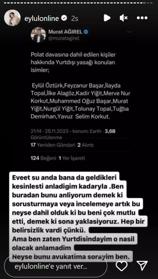 Polat soruşturmasına dahil edilmişti! Eylül Öztürk, yurt dışına çıkış yasağı hakkında konuştu! Kendisini eleştirenlere ateş püskürdü 4