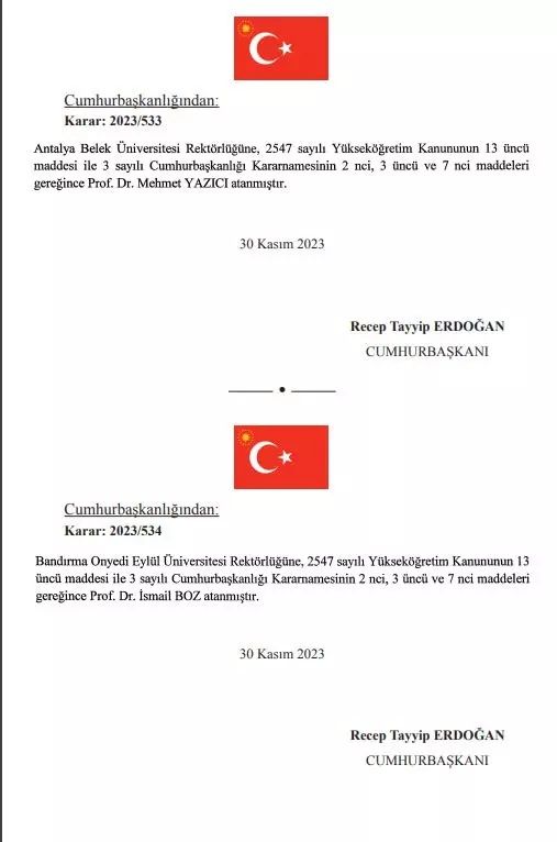 Resmi Gazete'de yayımlandı... 4 üniversiteye rektör atandı! 6