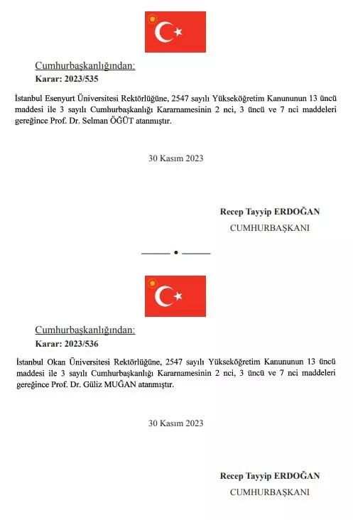 Resmi Gazete'de yayımlandı... 4 üniversiteye rektör atandı! 7