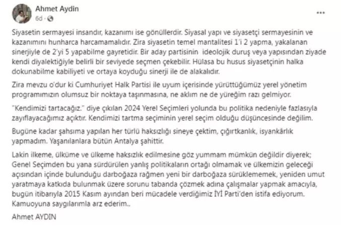 CHP'nin ittifak teklifini reddeden İYİ Parti'de ilk istifa geldi! "Yüreğim razı gelmiyor" diyerek istifa etti... 4