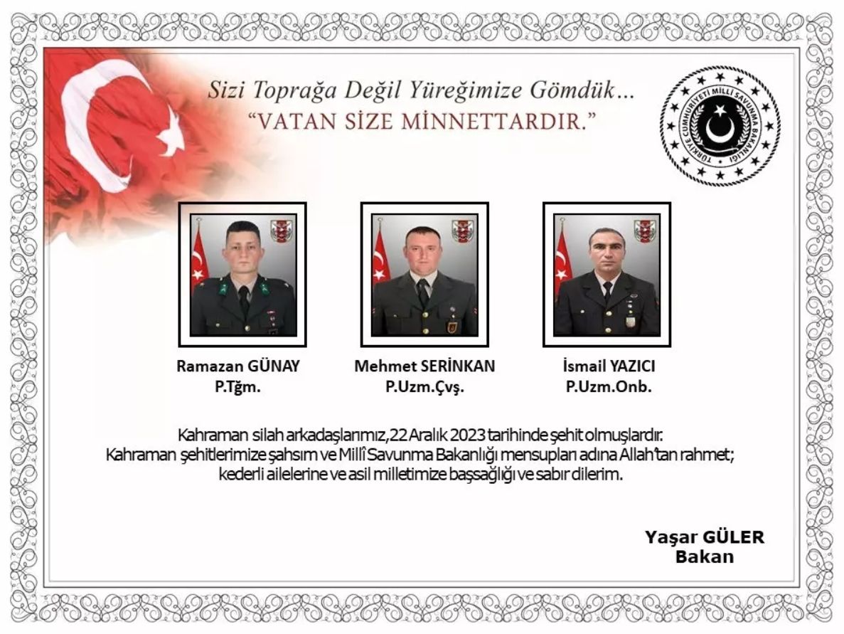 Kahreden haber! 6 ilimize şehit ateşi düştü: Kuzey Irak'ta 6 asker şehit, 1 asker yaralı 1
