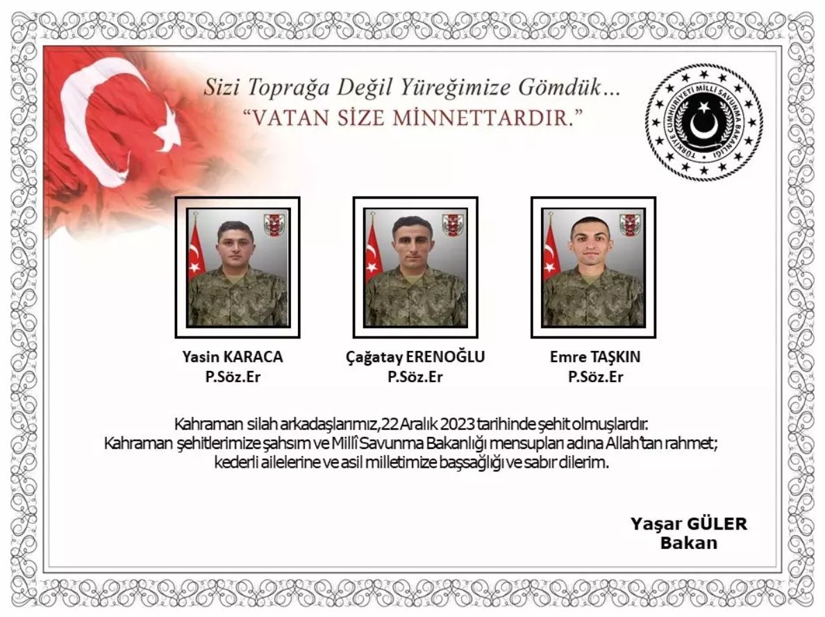 Kahreden haber! 6 ilimize şehit ateşi düştü: Kuzey Irak'ta 6 asker şehit, 1 asker yaralı 2