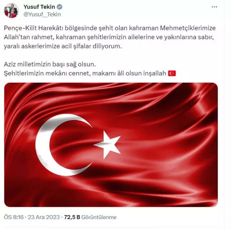 Siyasilerden şehitlerimiz için art arda başsağlığı mesajları: Milletimizin başı sağ olsun! 11