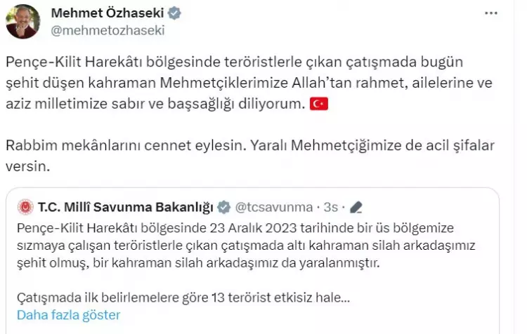 Siyasilerden şehitlerimiz için art arda başsağlığı mesajları: Milletimizin başı sağ olsun! 9