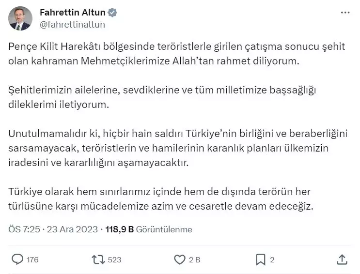 Siyasilerden şehitlerimiz için art arda başsağlığı mesajları: Milletimizin başı sağ olsun! 3