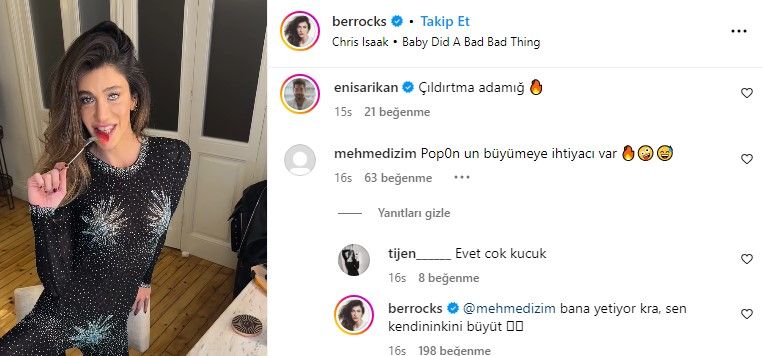 Berrak Tüzünataç'tan nefes kesen dans şov! Kalçasını küçük bulan takipçisine verdiği yanıt çok konuşuldu 6