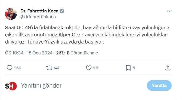 Türkiye'nin ilk astronotu Alper Gezeravcı uzayda! Bakanlardan uzay yolculuğu mesajları: Bir hayalimiz daha gerçeğe dönüştü 5