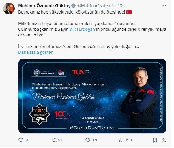 Türkiye'nin ilk astronotu Alper Gezeravcı uzayda! Bakanlardan uzay yolculuğu mesajları: Bir hayalimiz daha gerçeğe dönüştü 3