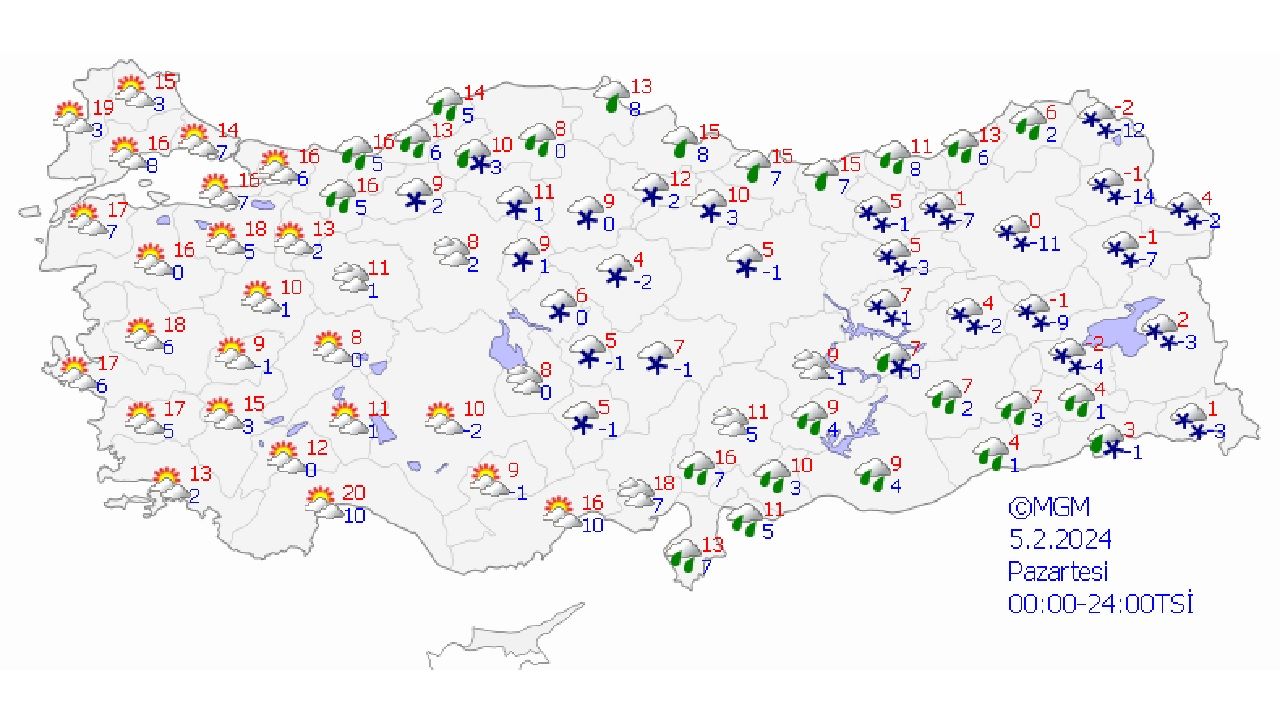 5 Şubat 2024 Türkiye genelinde hava durumu! Yağmur, kar ve karla karışık yağmur geliyor... 2