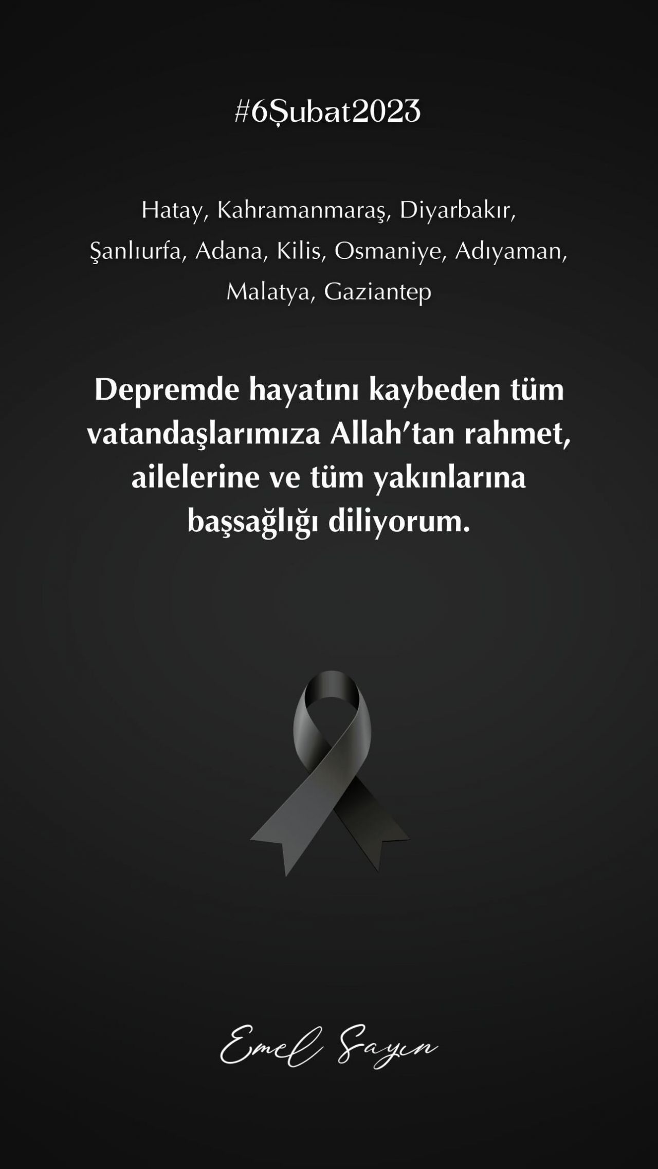 Ünlü isimlerden 6 Şubat'taki deprem felaketinin yıl dönümünde paylaşım 5