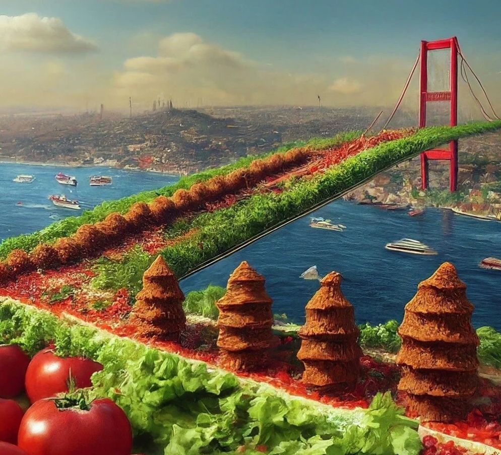 Google'ın yapay zekası, ünlü yiyeceklerimizi İstanbul ile birleştirdi: Çiğ köfteden köprü, pamuk şekerden ormanlar... 5