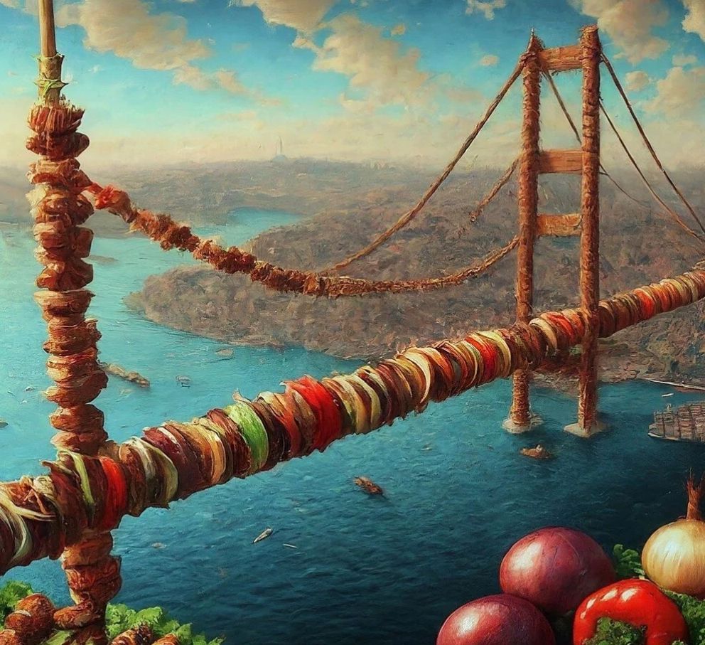 Google'ın yapay zekası, ünlü yiyeceklerimizi İstanbul ile birleştirdi: Çiğ köfteden köprü, pamuk şekerden ormanlar... 4