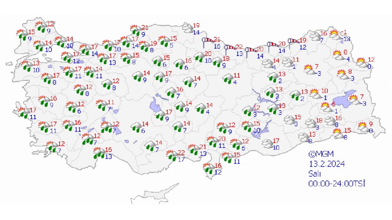 14 Şubat 2024 Türkiye geneli hava durumu! Meteoroloji'den o iller için uyarı geldi! Tedbirinizi alın! 1