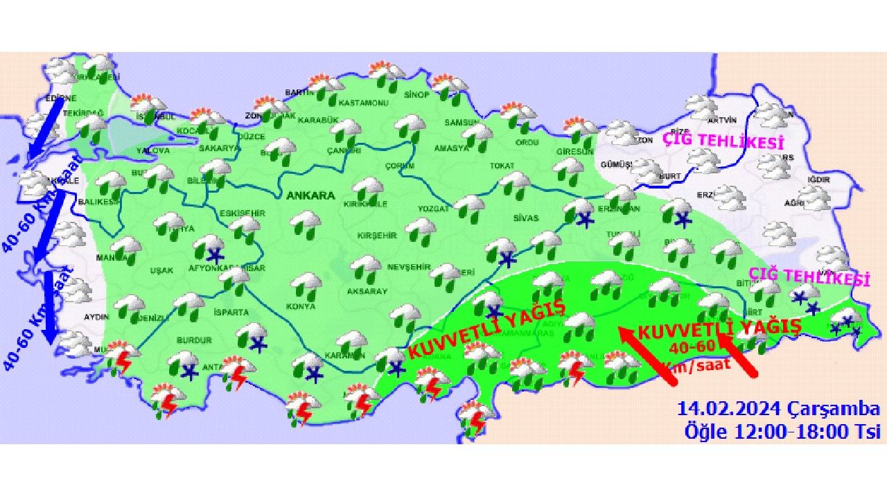 14 Şubat 2024 Türkiye geneli hava durumu! Meteoroloji'den o iller için uyarı geldi! Tedbirinizi alın! 3
