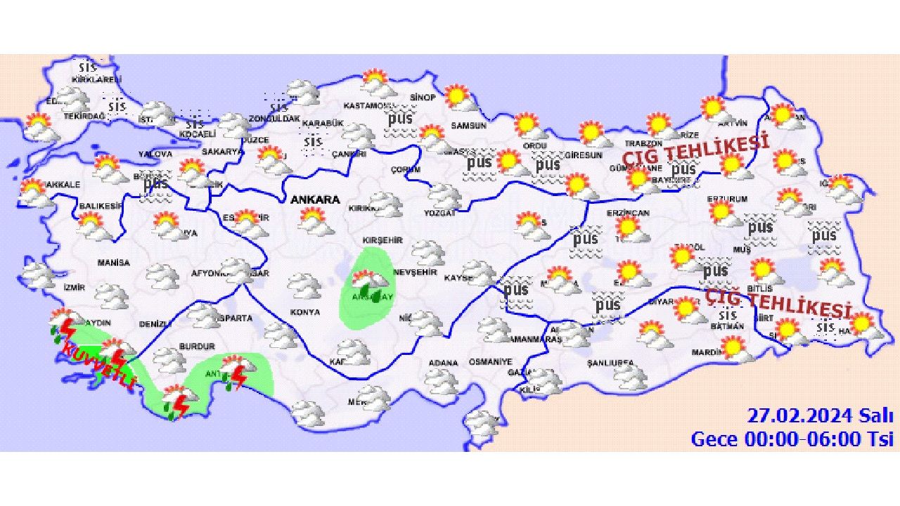27 Şubat 2024 yurt genelinde hava durumu | Kuvvetli yağış, su baskını, sel ve çığ uyarısı geldi... 1