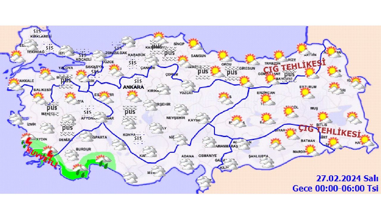 27 Şubat 2024 yurt genelinde hava durumu | Kuvvetli yağış, su baskını, sel ve çığ uyarısı geldi... 3
