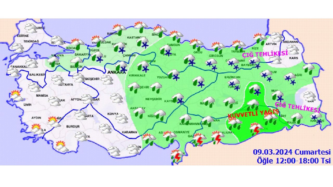 9 Mart 2024 Türkiye geneli hava durumu! O bölgelerde yağmur, kar ve karla karışık yağmur etkili olacak... 3