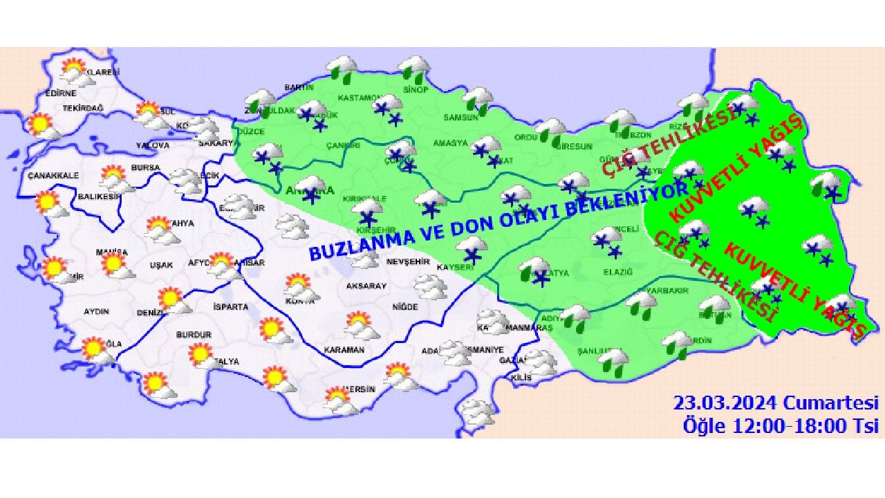 23 Mart 2024 yurt genelinde hava durumu | Kuvvetli yağmur, su baskını, buzlanmaya karşı tedbirinizi alın! 4
