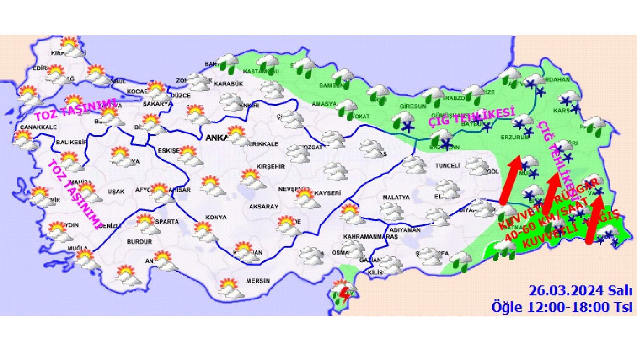 26 Mart 2024 Türkiye geneli hava durumu! Meteoroloji uyardı! İşte il il hava durumu... 2
