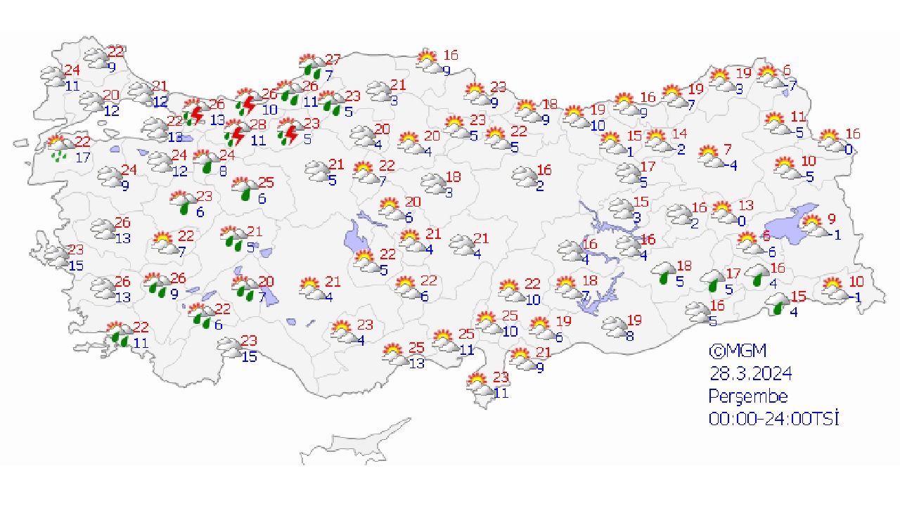 28 Mart 2024 Meteoroloji hava durumu raporunu paylaştı! İşte il il hava durumu... 1