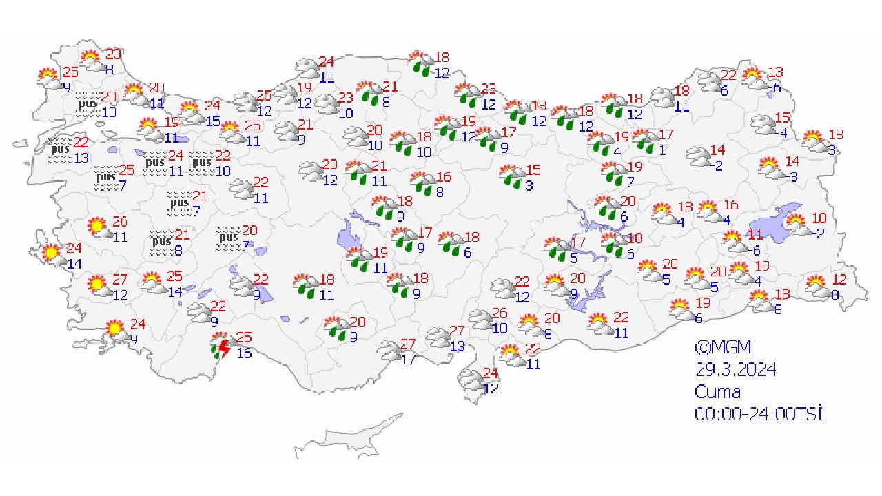 29 Mart 2024 Cuma Türkiye geneli hava durumu | İşte il il hava durumu... 1