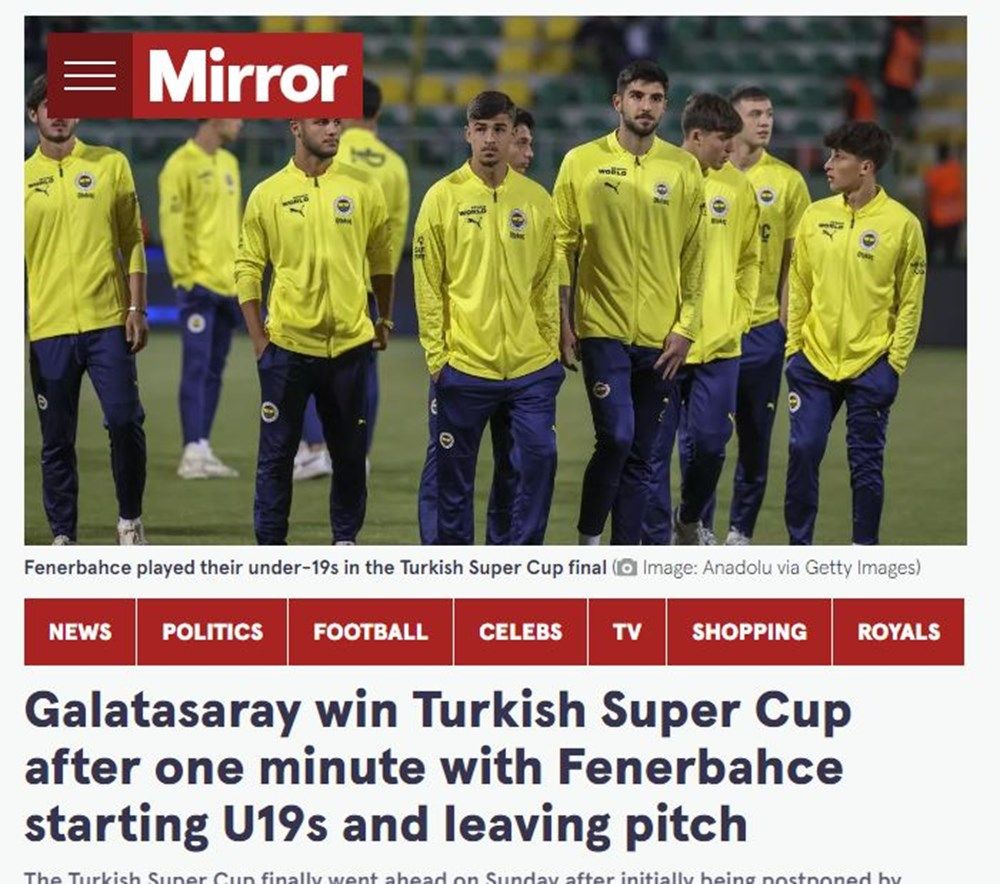 Tarihi Süper Kupa maçı tüm dünyada yankı uyandırdı! Dış basın Fenerbahçe'nin protestosunu manşetlerine taşıdı... 2
