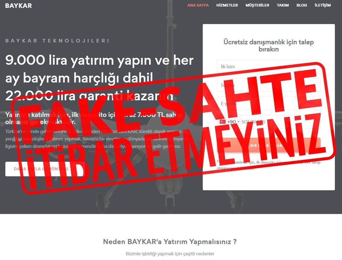 Baykar'dan uyarı: Halka açık bir şirket olmayan Baykar, hiçbir zaman yatırım teklifinde bulunmamaktadır” 1