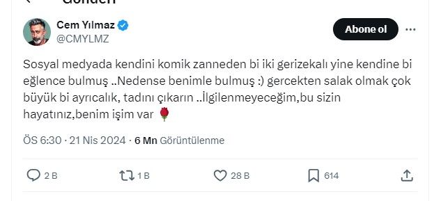 'Serenay Sarıkaya'ya gönderme' iddiaları sonrası Cem Yılmaz sosyal medyadan ateş püskürdü 6