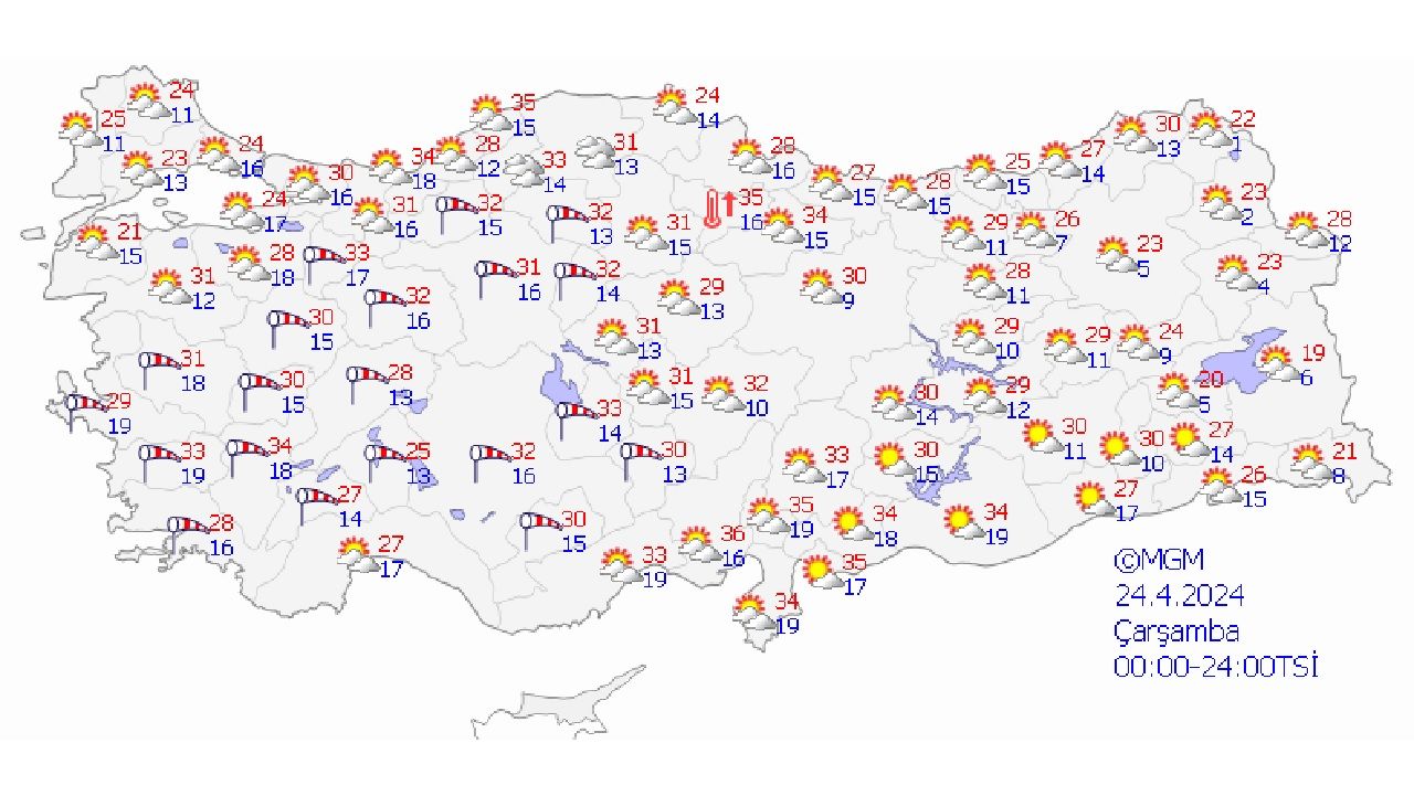 24 Nisan 2024 Türkiye geneli hava durumu! İşte il il beklenen hava sıcaklıkları... 1