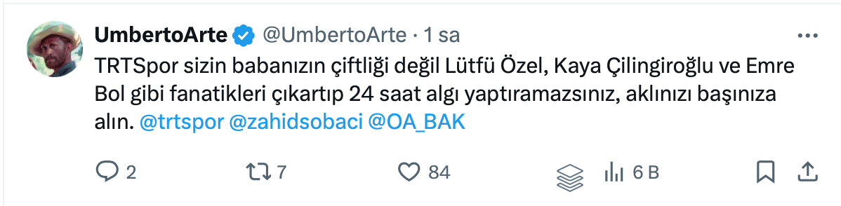 TRT Spor yorumcusundan olay yaratan yorum! “Rakip Fenerbahçe olsaydı engel olmaya çalışırlardı ama…” Sosyal medyada Galatasaraylıları isyan ettirdi 6