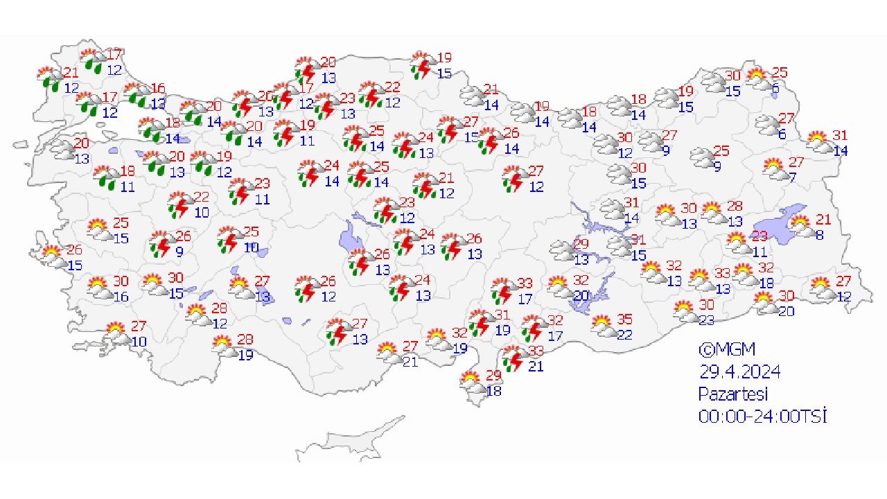 29 Nisan 2024 Türkiye geneli hava durumu | O illerde kuvvetli yağış bekleniyor... 1