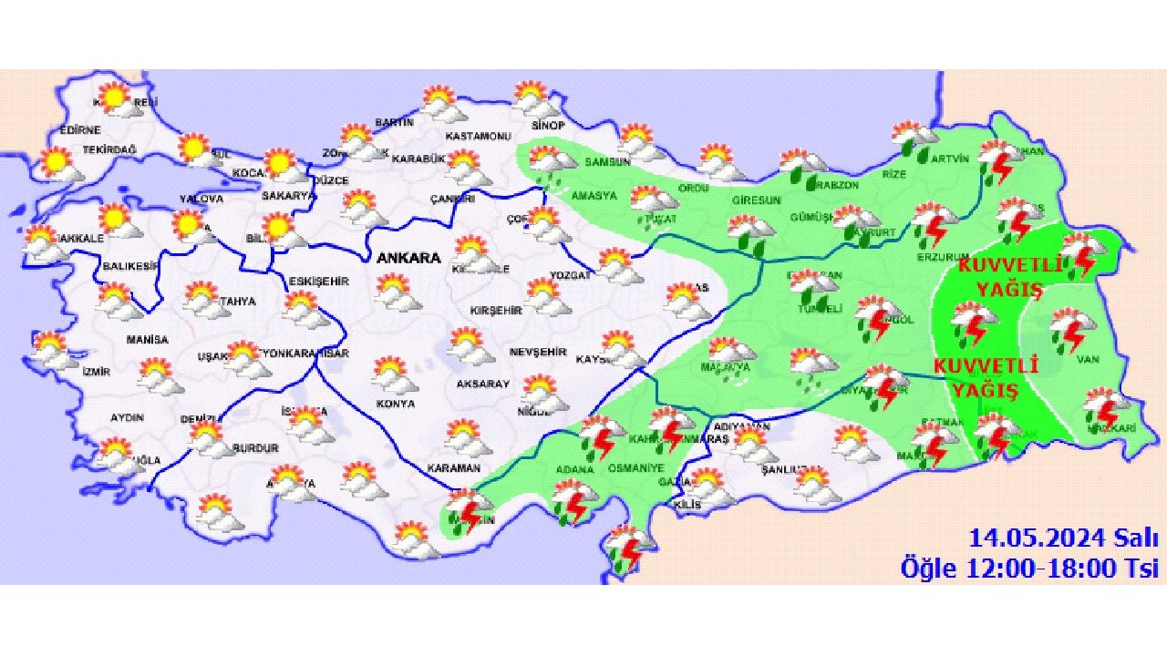 14 Mayıs 2024 Salı Türkiye geneli hava durumu! İşte yağış beklenen o iller... 2