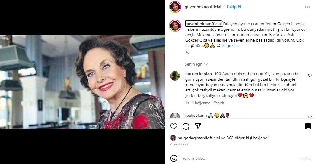 Ölümüyle sanat dünyasını yasa boğdu! Ünlülerden Ayten Gökçer için taziye mesajları 6