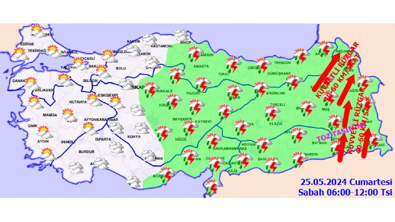 25 Mayıs 2024 Yurt geneli hava durumu! Meteoroloji'den o illerde yaşayanlara kuvvetli yağış ve rüzgar uyarısı geldi! 3