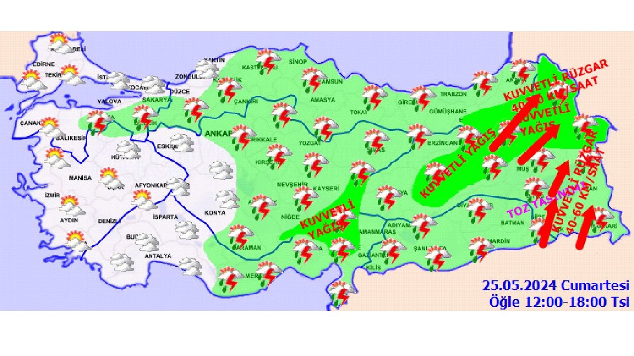 25 Mayıs 2024 Yurt geneli hava durumu! Meteoroloji'den o illerde yaşayanlara kuvvetli yağış ve rüzgar uyarısı geldi! 4