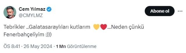 Cem Yılmaz'ın Galatasaray paylaşımı olay oldu! İşte ünlülerin paylaşımları... 2