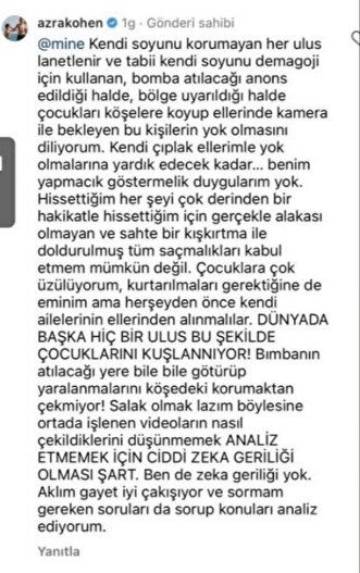 Yazar Azra Kohen'den skandal Filistin sözleri! "Filistinliler, çocuklarını bilerek bombaların atılacağı yerde oturtuyorlar" 3