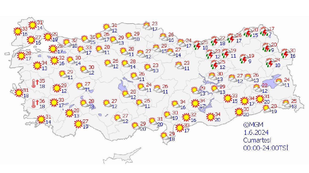 1 Haziran 2024 Türkiye geneli hava durumu! O illerde kuvvetli yağışa dikkat! 1