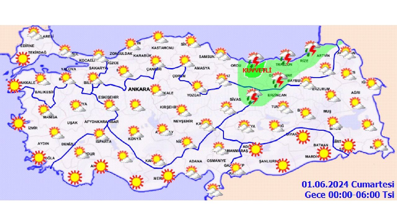 1 Haziran 2024 Türkiye geneli hava durumu! O illerde kuvvetli yağışa dikkat! 2