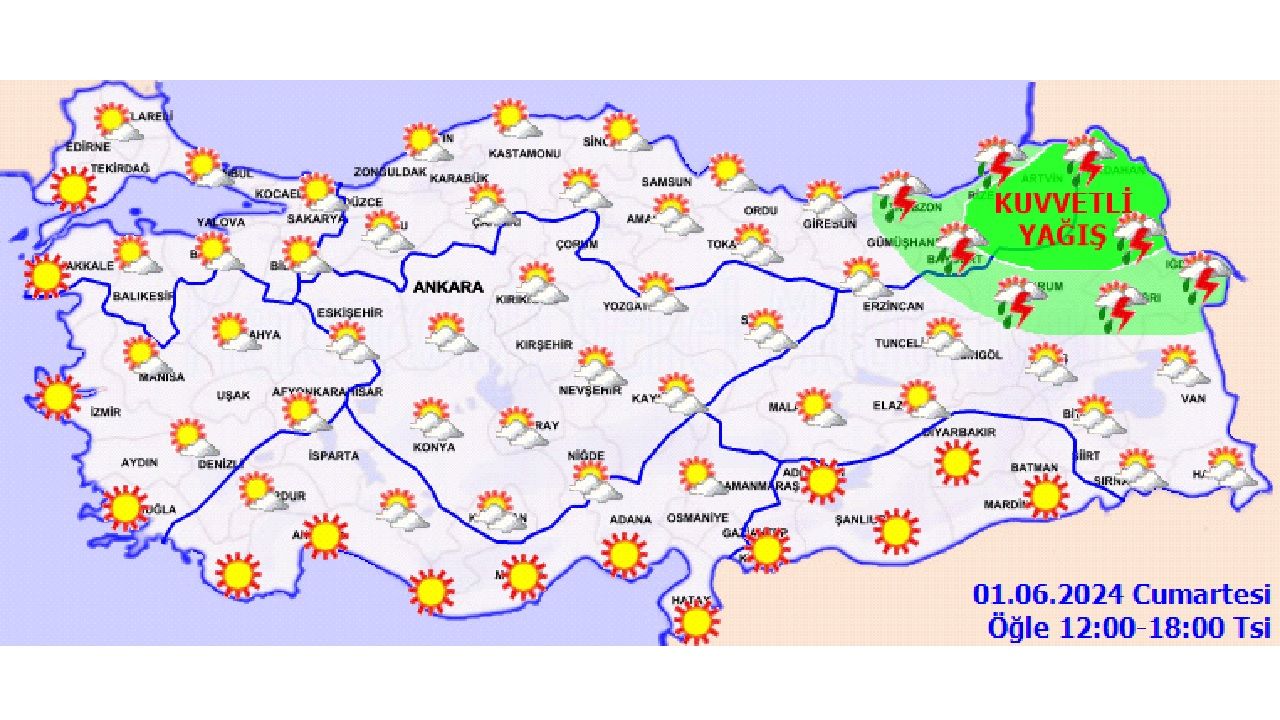 1 Haziran 2024 Türkiye geneli hava durumu! O illerde kuvvetli yağışa dikkat! 3