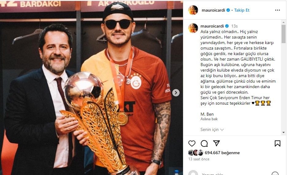 Mauro Icardi'den Erden Timur'a veda mesajı 3