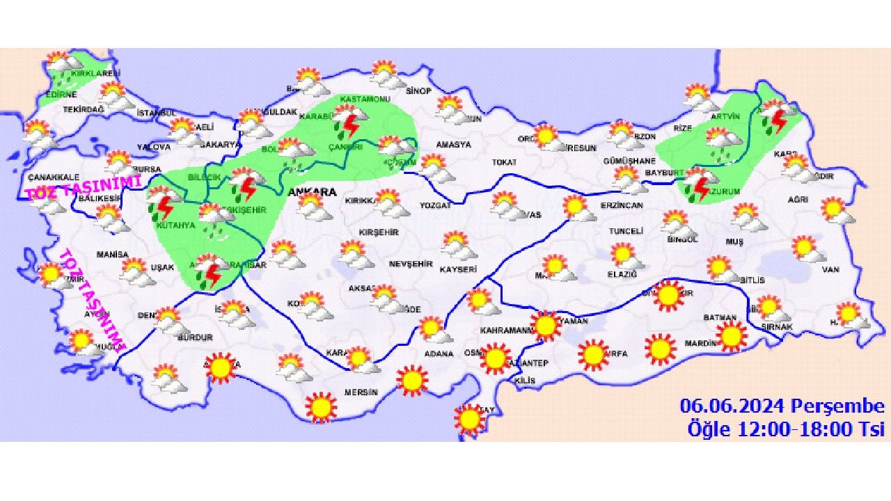 Meteoroloji açıkladı: 6 Haziran 2024 Perşembe günü sıcaklıklar mevsim normalleri üzerinde seyredecek! İşte beklenen hava durumu... 1
