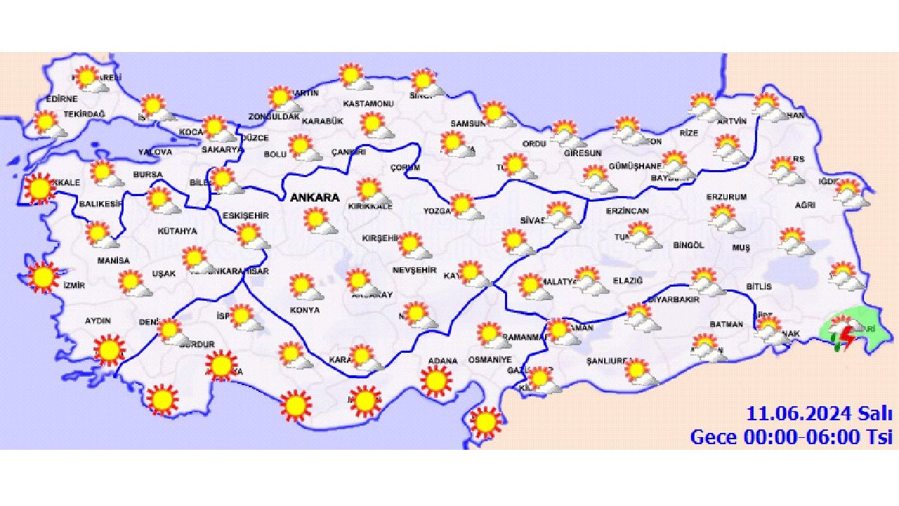 11 Haziran 2024 Salı Türkiye geneli hava durumu! İşte il il beklenen sıcaklıklar... 2