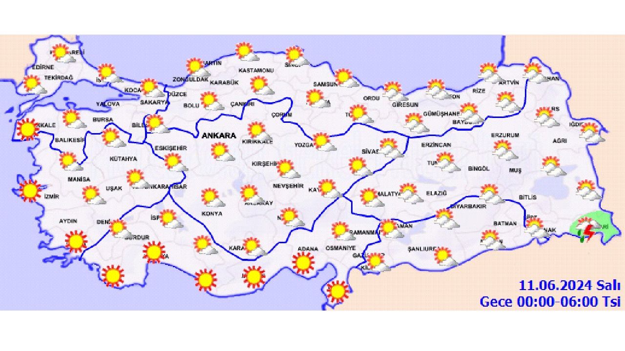 11 Haziran 2024 Salı Türkiye geneli hava durumu! İşte il il beklenen sıcaklıklar... 3