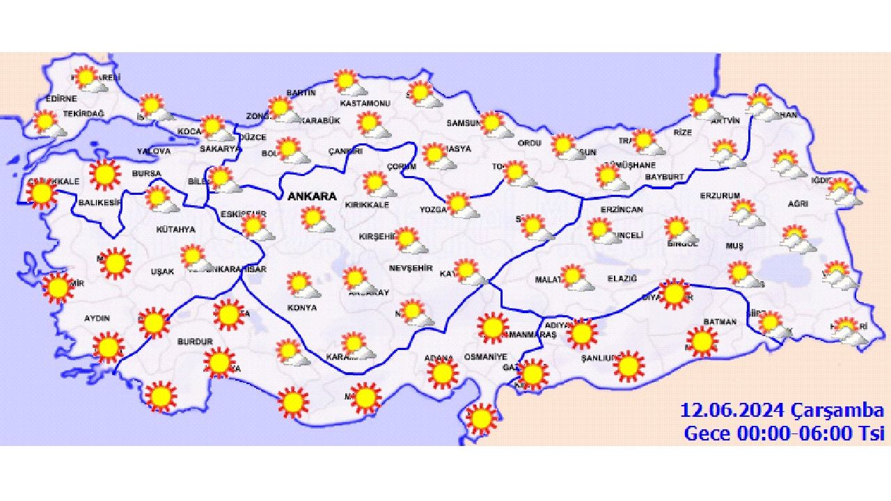 12 Haziran 2024 Çarşamba Türkiye geneli hava durumu! İşte il il hava durumu... 2