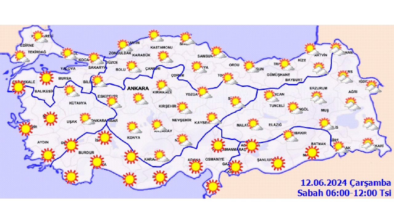 12 Haziran 2024 Çarşamba Türkiye geneli hava durumu! İşte il il hava durumu... 1