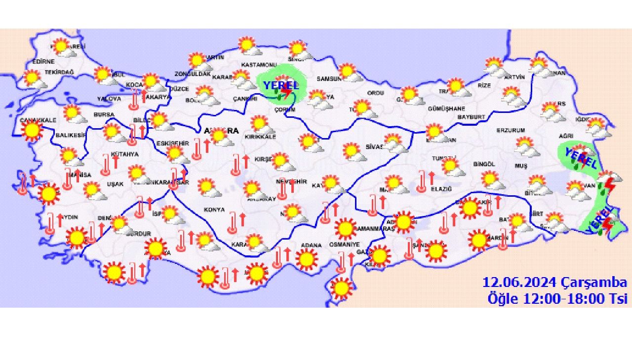 12 Haziran 2024 Çarşamba Türkiye geneli hava durumu! İşte il il hava durumu... 3
