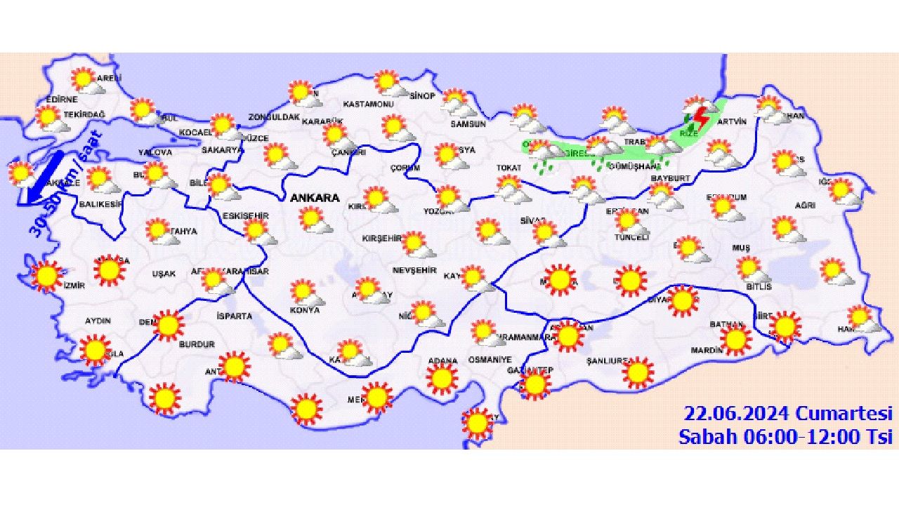 22 Haziran 2024 Meteoroloji Türkiye geneli hava durumu raporunu yayınladı! İşte beklenen sıcaklıklar... 1